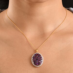 D'Joy Premium Multi Gemstone 4.00 ctw Pendant Necklace in Rhodium and 18K Vermeil YG Over Sterling Silver 20 Inches 