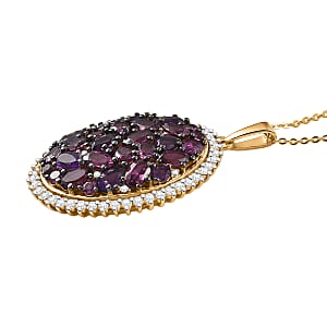 D'Joy Premium Multi Gemstone 4.00 ctw Pendant Necklace in Rhodium and 18K Vermeil YG Over Sterling Silver 20 Inches 