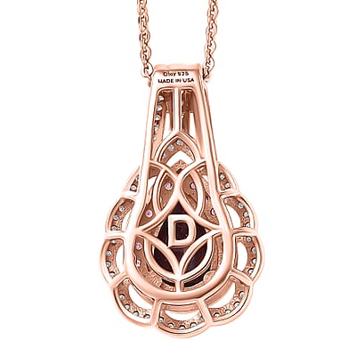 D'Joy Premium Orissa Rhodolite Garnet and Multi Gemstone 2.00 ctw Wine & Blush Radiance Pendant Necklace in 18K Vermeil Rose Gold Over Sterling Silver 20 Inches