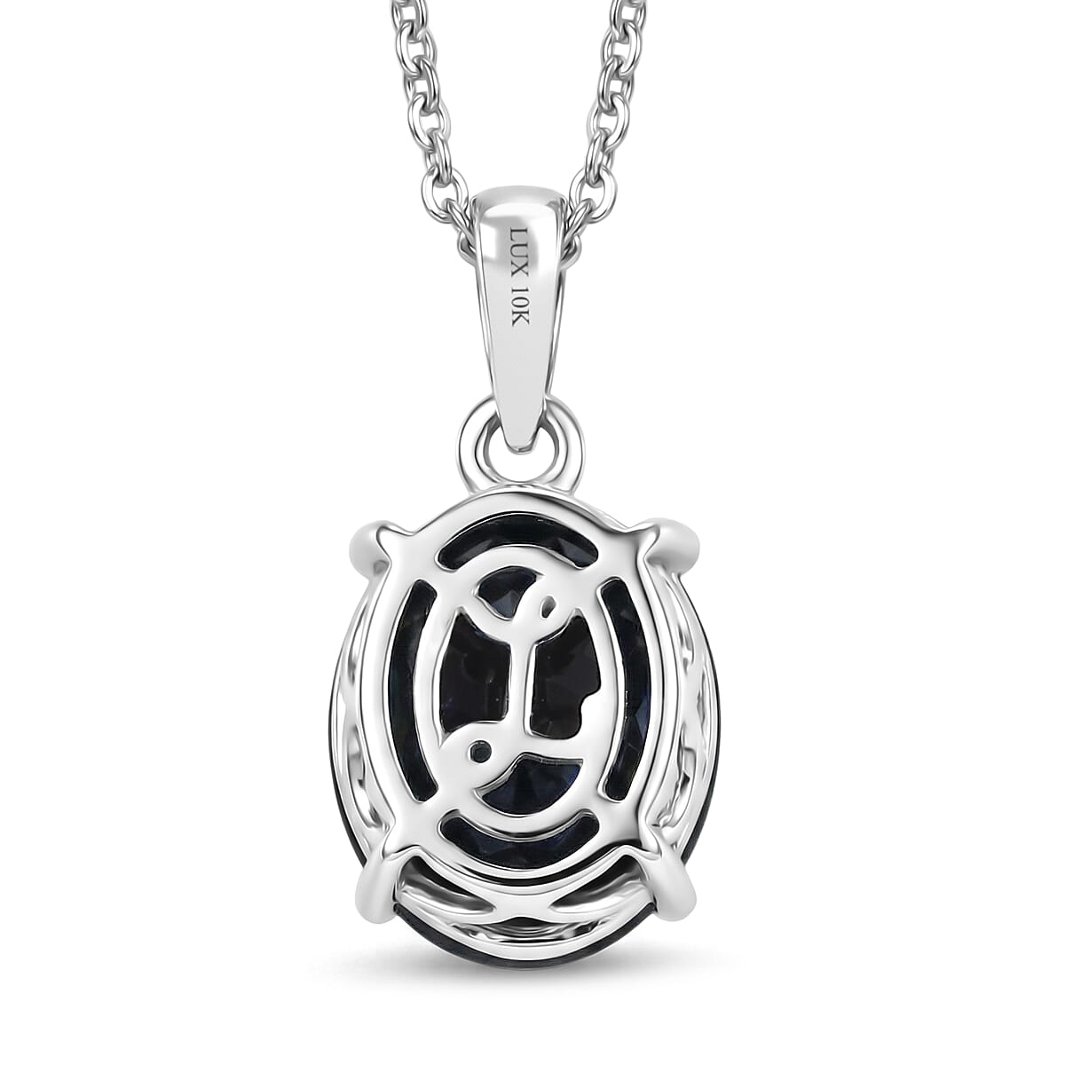 Luxoro Premium Catalina Iolite 2.90 ctw Twilight Blue Solitaire Pendant Necklace in 10K White Gold 20 Inches