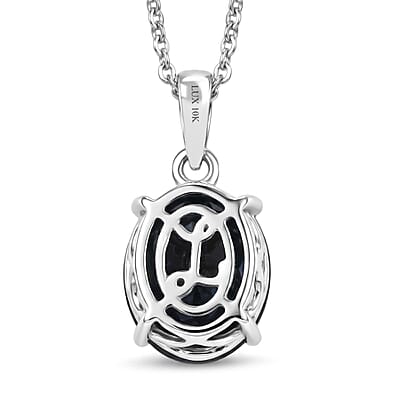 Luxoro Premium Catalina Iolite 2.90 ctw Twilight Blue Solitaire Pendant Necklace in 10K White Gold 20 Inches