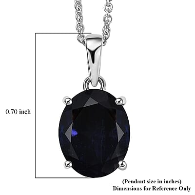 Luxoro Premium Catalina Iolite 2.90 ctw Twilight Blue Solitaire Pendant Necklace in 10K White Gold 20 Inches