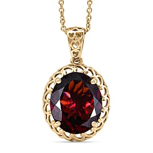Mirage Collection AAA Orissa Rhodolite Garnet 5.80 ctw Victorian Heart Work Pendant Necklace in 10K Yellow Gold (20 Inches)