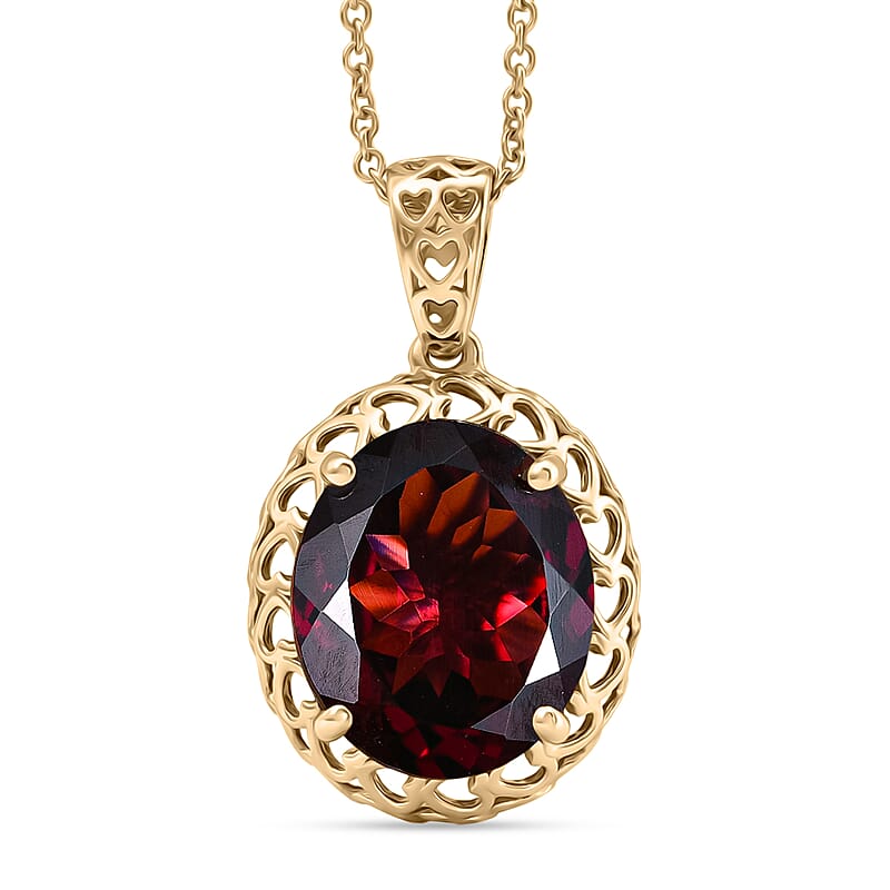 Mirage Collection AAA Orissa Rhodolite Garnet 5.80 ctw Golden Heart Vine Pendant Necklace in 10K Yellow Gold (20 Inches)