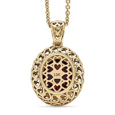 Mirage Collection AAA Orissa Rhodolite Garnet 5.80 ctw Golden Heart Vine Pendant Necklace in 10K Yellow Gold (20 Inches)