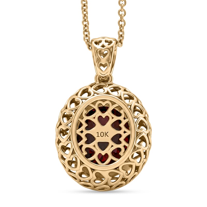 Mirage Collection AAA Orissa Rhodolite Garnet 5.80 ctw Golden Heart Vine Pendant Necklace in 10K Yellow Gold (20 Inches)