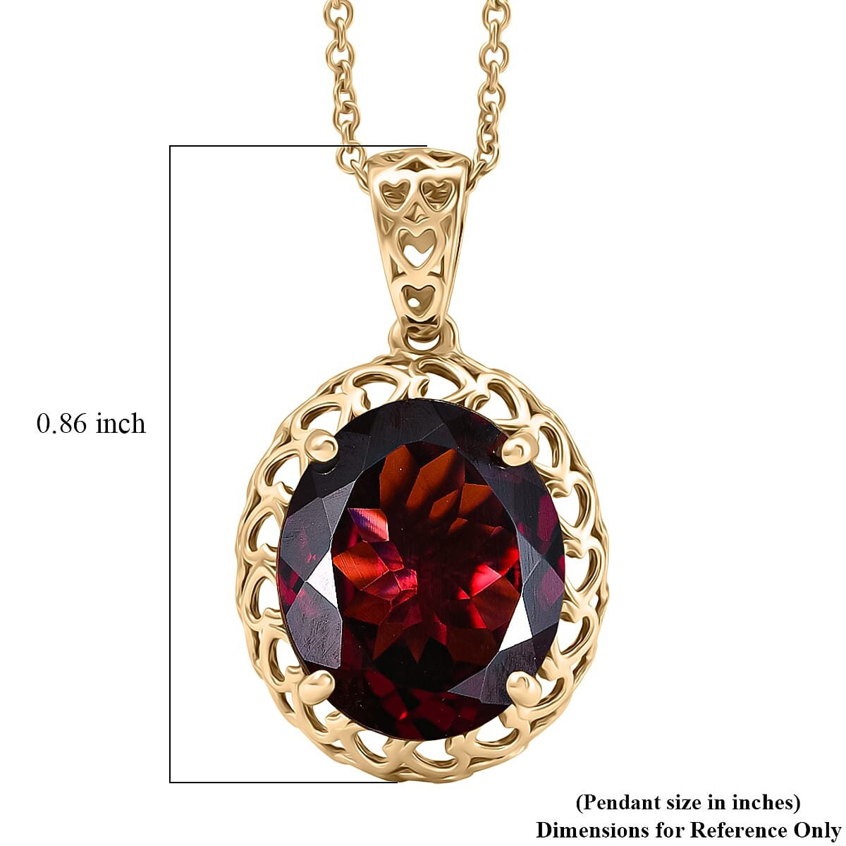 Mirage Collection AAA Orissa Rhodolite Garnet 5.80 ctw Victorian Heart Work Pendant Necklace in 10K Yellow Gold (20 Inches) image number 5