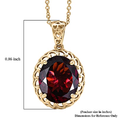Mirage Collection AAA Orissa Rhodolite Garnet 5.80 ctw Golden Heart Vine Pendant Necklace in 10K Yellow Gold (20 Inches)
