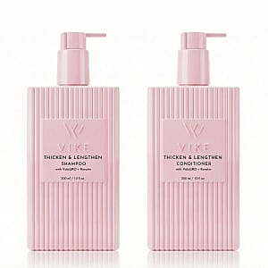 Valentine Special VIKE Thicken & Lengthen Shampoo & Conditioner Bundle with VoluGRO + Keratin (10oz Each)