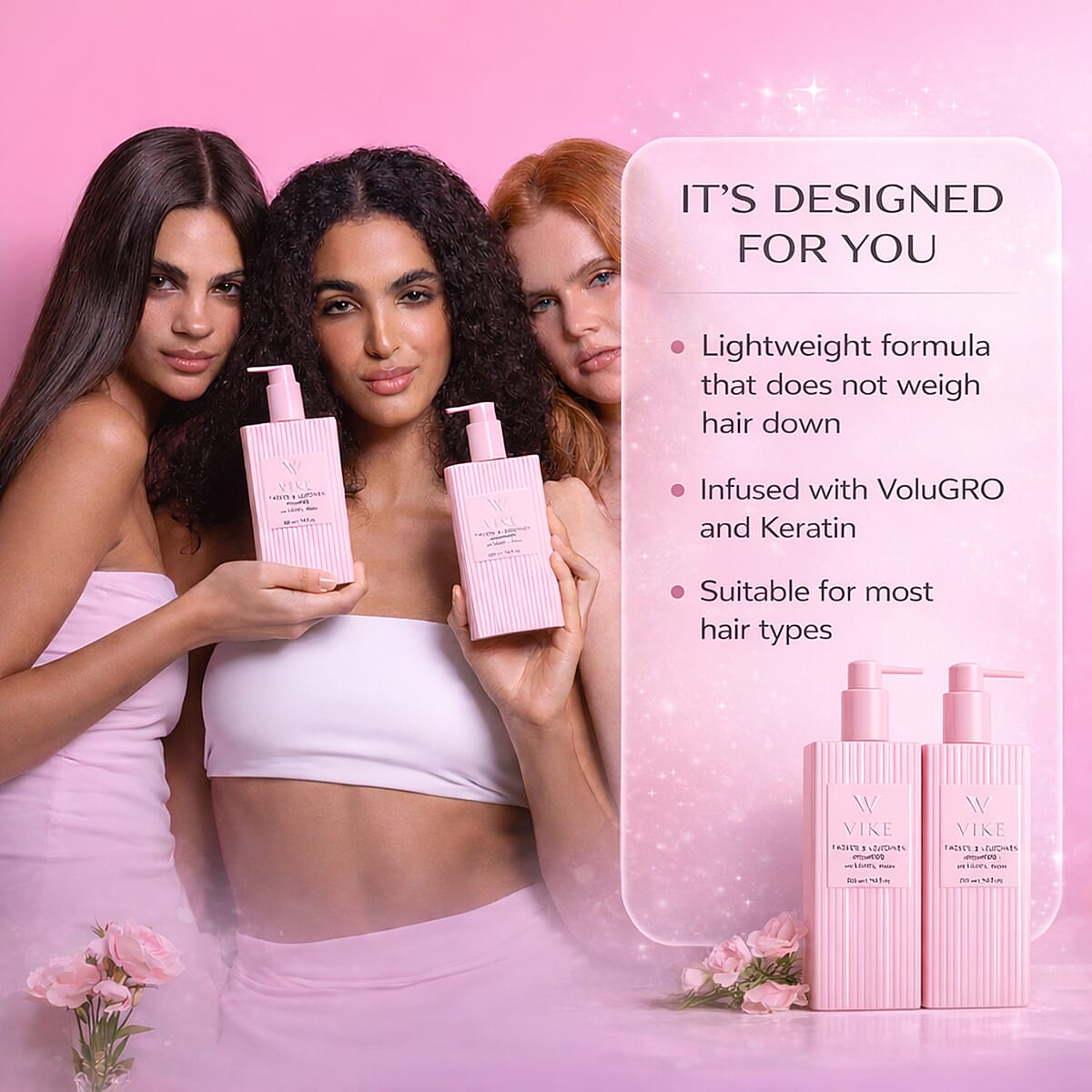 VIKE Thicken & Lengthen Shampoo & Conditioner Bundle with VoluGRO + Keratin (10oz Each) image number 4