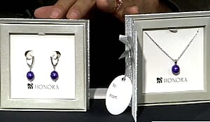 Valentine Special Deal Purple Freshwater Pearl Necklace (18 Inches) and Earrings in Sterling Silver