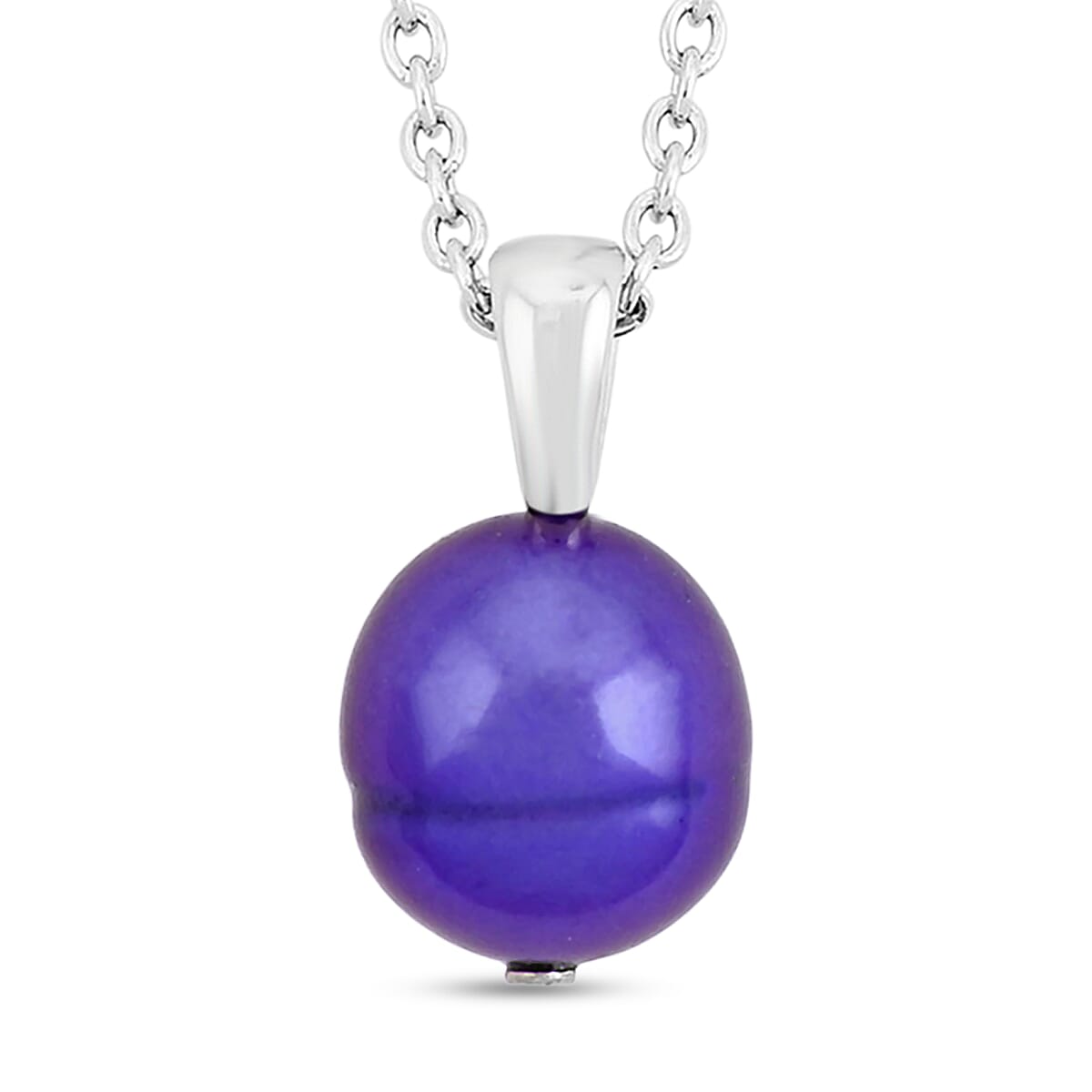 Valentine Special Deal Purple Freshwater Pearl Necklace (18 Inches) and Earrings in Sterling Silver image number 3