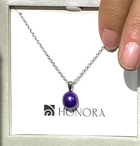 Valentine Special Deal Purple Freshwater Pearl Necklace (18 Inches) and Earrings in Sterling Silver