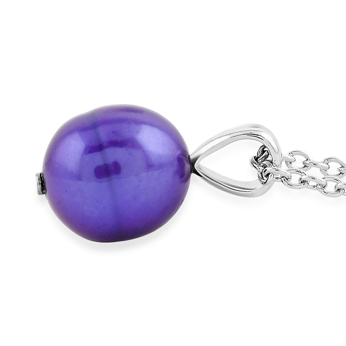 Valentine Special Deal Purple Freshwater Pearl Necklace (18 Inches) and Earrings in Sterling Silver image number 4