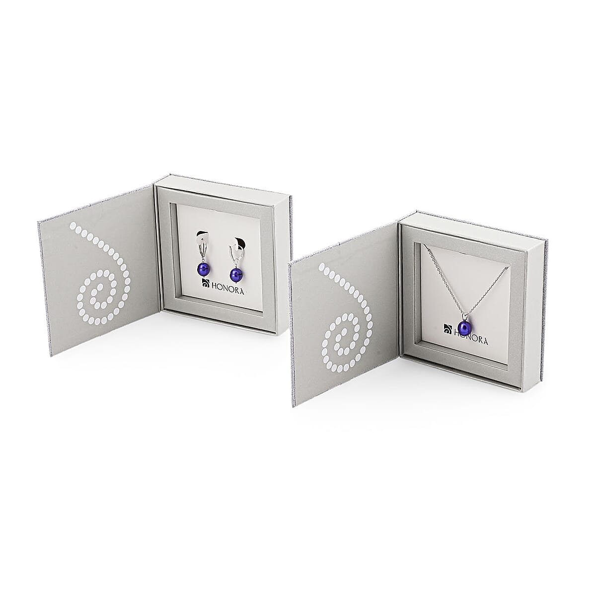 Purple Freshwater Pearl Necklace (18 Inches) and Earrings in Sterling Silver image number 8