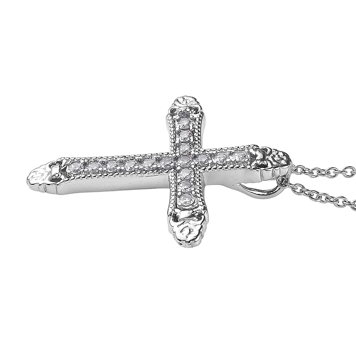 EverTrue Simulated Diamond Pendant Necklace in Stainless Steel 20 Inches image number 3