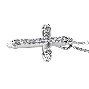 EverTrue Simulated Diamond Pendant Necklace in Stainless Steel 20 Inches