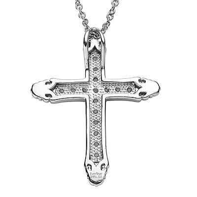 EverTrue Simulated Diamond Pendant Necklace in Stainless Steel 20 Inches