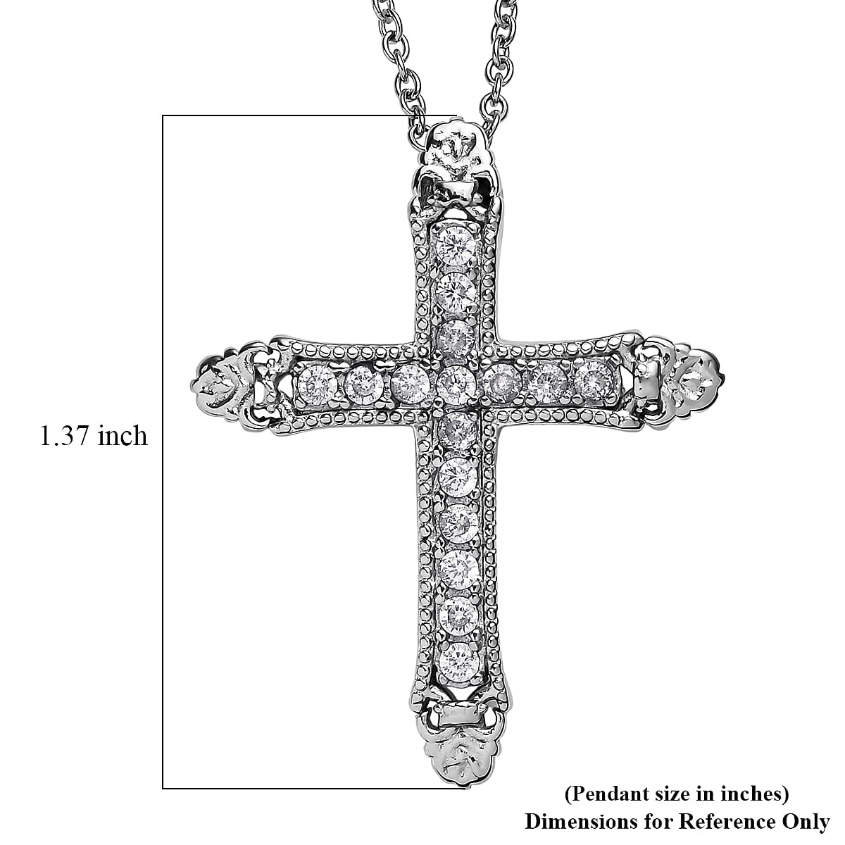 EverTrue Simulated Diamond Pendant Necklace in Stainless Steel 20 Inches image number 5