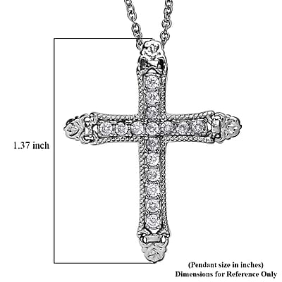 EverTrue Simulated Diamond Pendant Necklace in Stainless Steel 20 Inches