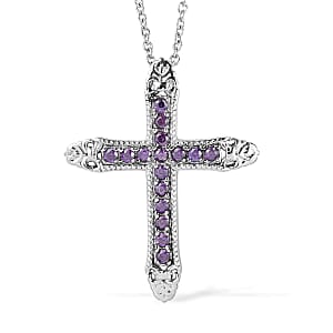 EverTrue Simulated Amethyst Color Diamond Pendant Necklace in Stainless Steel 20 Inches 