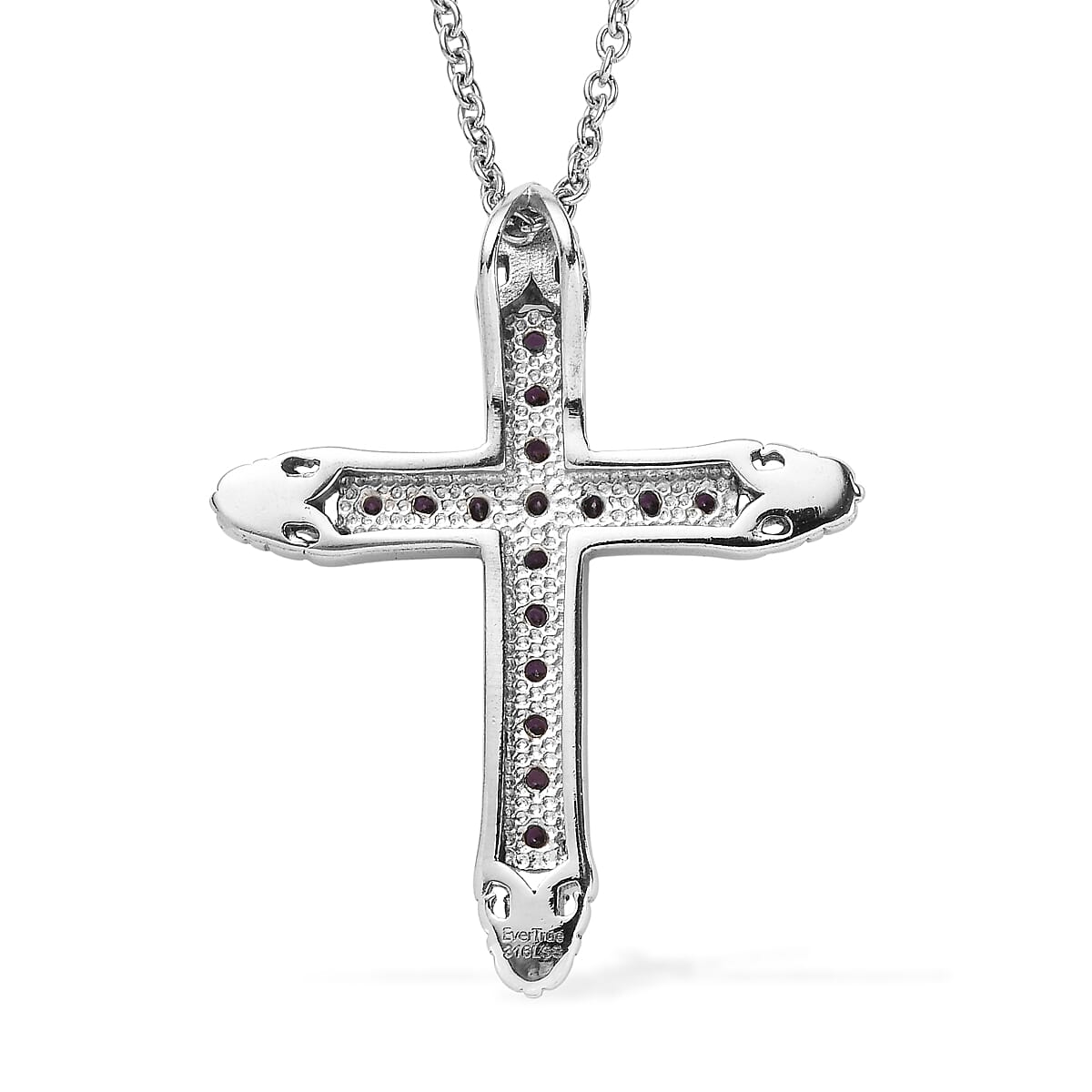 EverTrue Simulated Amethyst Color Diamond Pendant Necklace in Stainless Steel 20 Inches  image number 4
