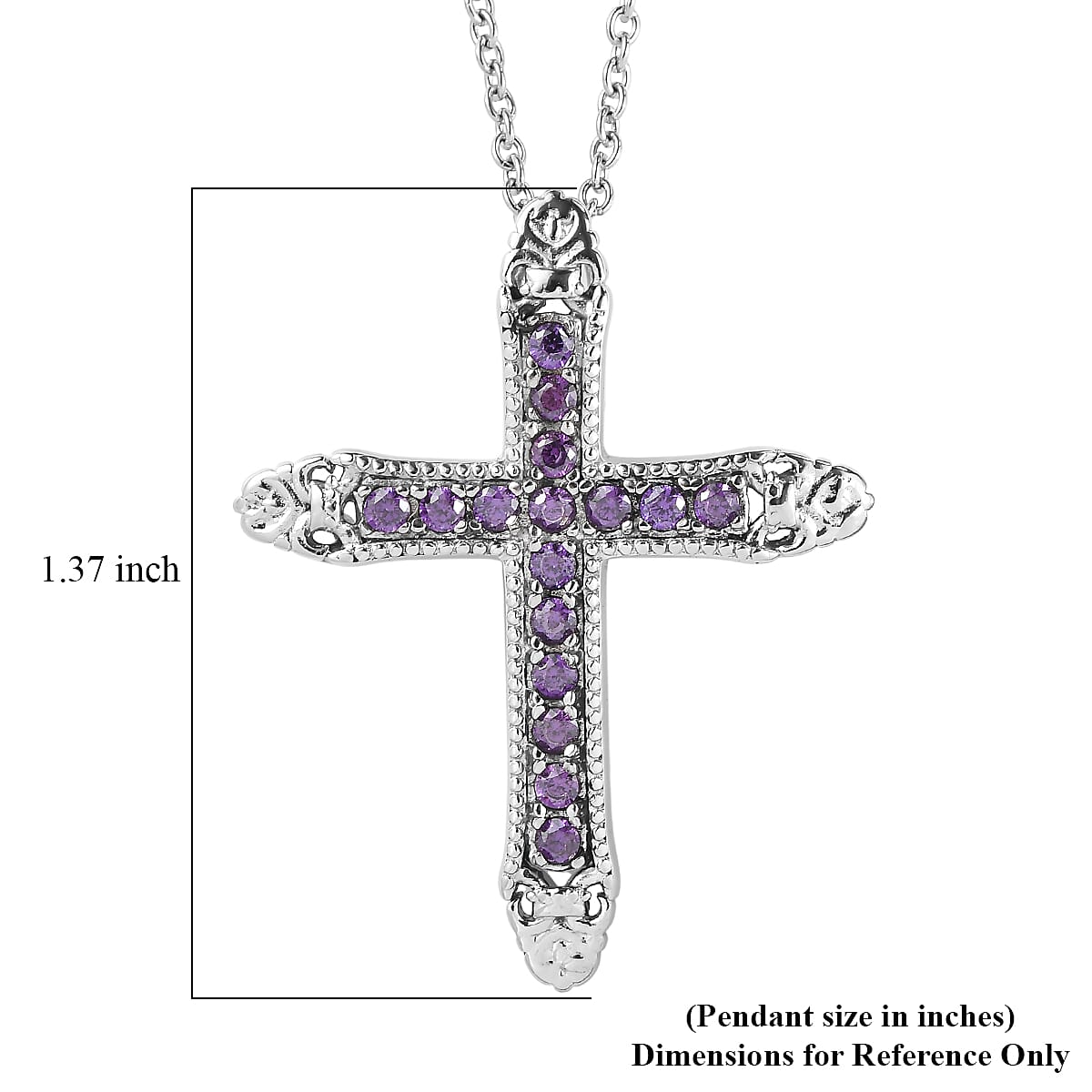 EverTrue Simulated Amethyst Color Diamond Pendant Necklace in Stainless Steel 20 Inches  image number 6