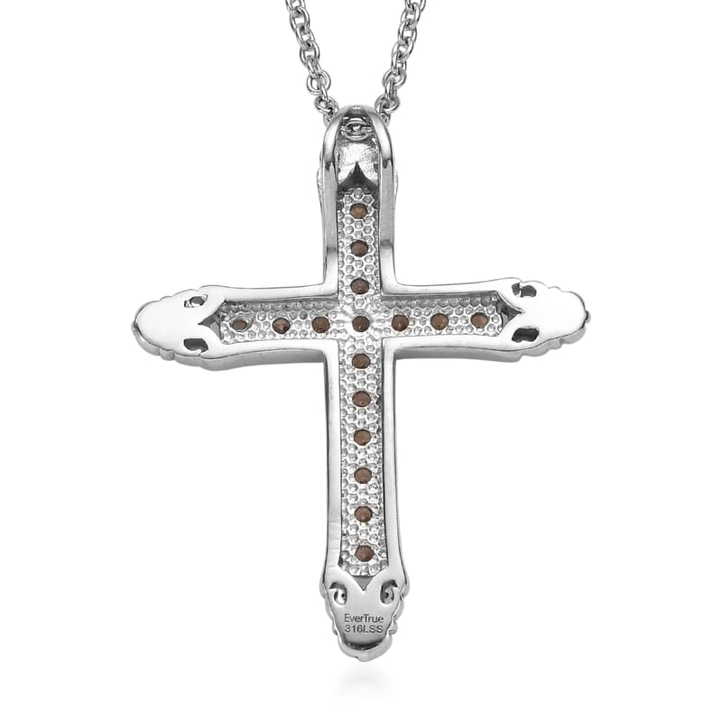 EverTrue Simulated Champagne Diamond Pendant Necklace in Stainless Steel 20 Inches