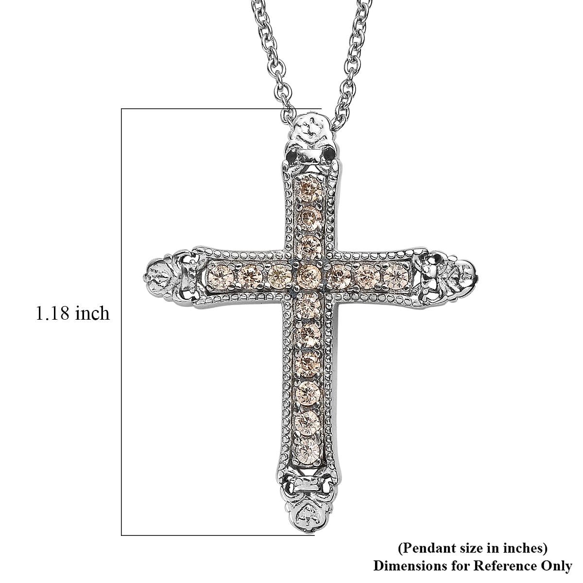 EverTrue Simulated Champagne Diamond Pendant Necklace in Stainless Steel 20 Inches