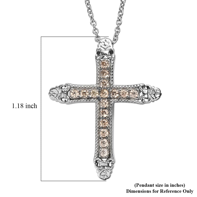 EverTrue Simulated Champagne Diamond Pendant Necklace in Stainless Steel 20 Inches