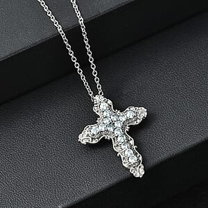 EverTrue Simulated Blue Diamond Pendant Necklace in Stainless Steel 20 Inches 