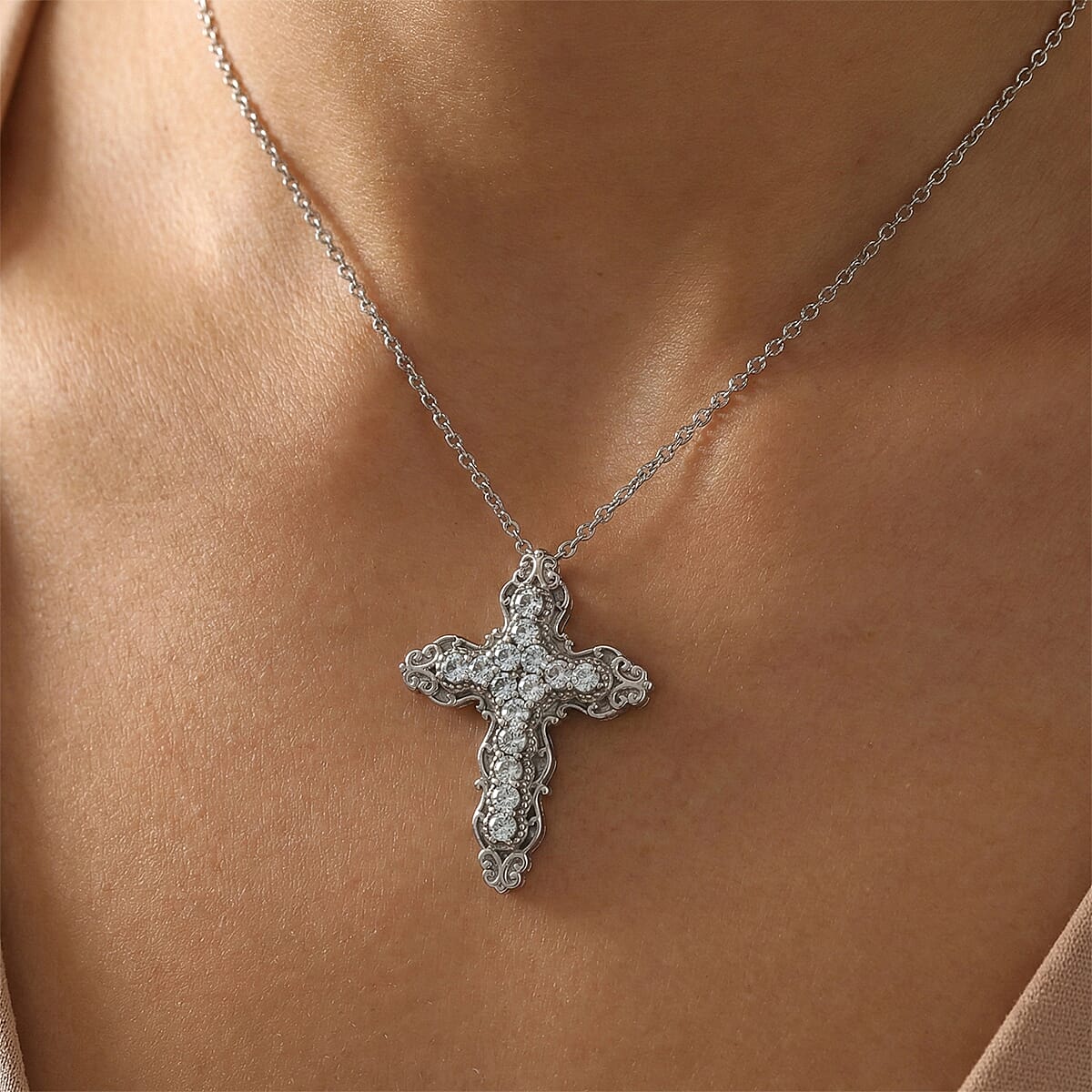 EverTrue Simulated Blue Diamond Pendant Necklace in Stainless Steel 20 Inches  image number 2