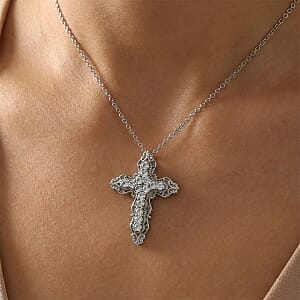 EverTrue Simulated Blue Diamond Pendant Necklace in Stainless Steel 20 Inches 