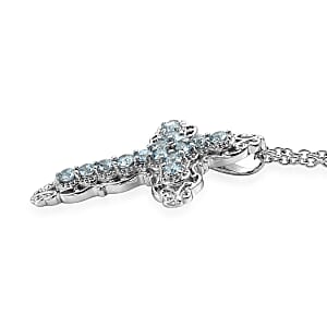 EverTrue Simulated Blue Diamond Pendant Necklace in Stainless Steel 20 Inches 