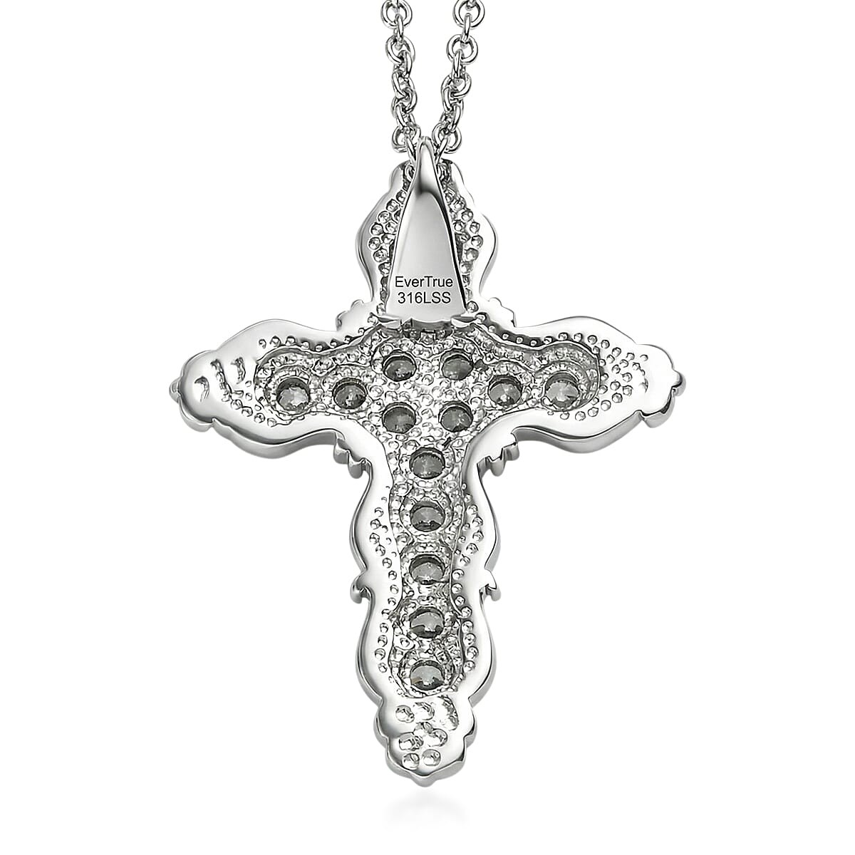 EverTrue Simulated Blue Diamond Pendant Necklace in Stainless Steel 20 Inches  image number 4