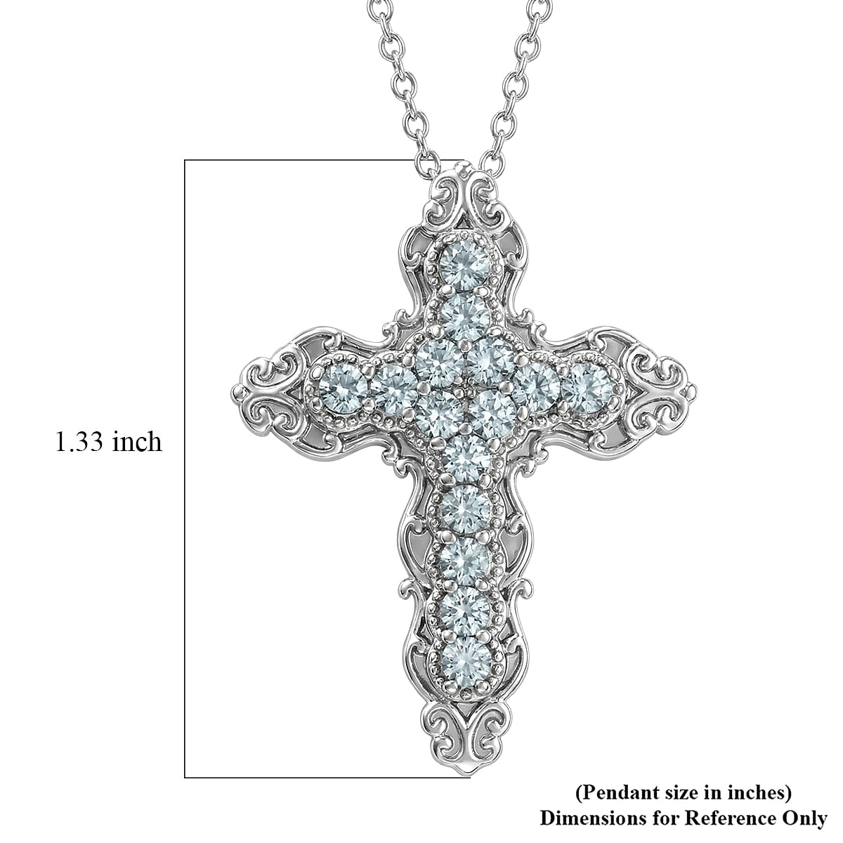 EverTrue Simulated Blue Diamond Pendant Necklace in Stainless Steel 20 Inches  image number 6