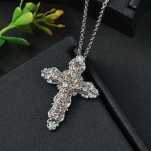 EverTrue Simulated Champagne Diamond Pendant Necklace in Stainless Steel 20 Inches 