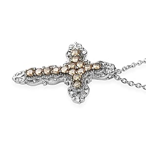 EverTrue Simulated Champagne Diamond Pendant Necklace in Stainless Steel 20 Inches 