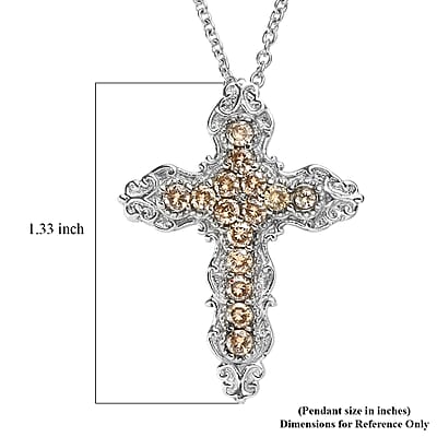 EverTrue Simulated Champagne Diamond Pendant Necklace in Stainless Steel 20 Inches