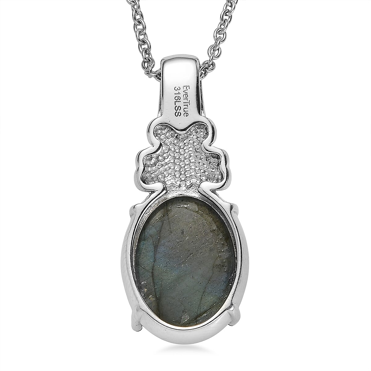 EverTrue Malagasy Labradorite 10.25 ctw Pendant Necklace (20 Inches) in Stainless Steel