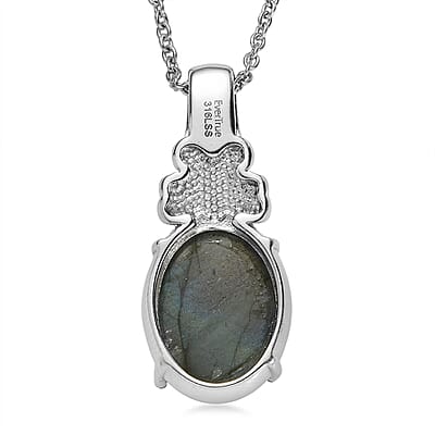 EverTrue Malagasy Labradorite 10.25 ctw Pendant Necklace (20 Inches) in Stainless Steel