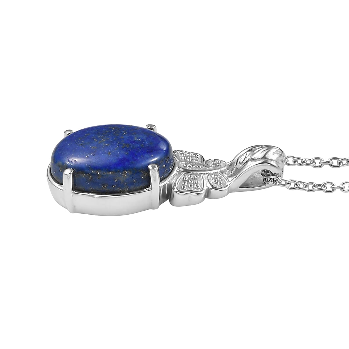 EverTrue Lapis Lazuli 10.85 ctw Pendant Necklace (20 Inches) in Stainless Steel