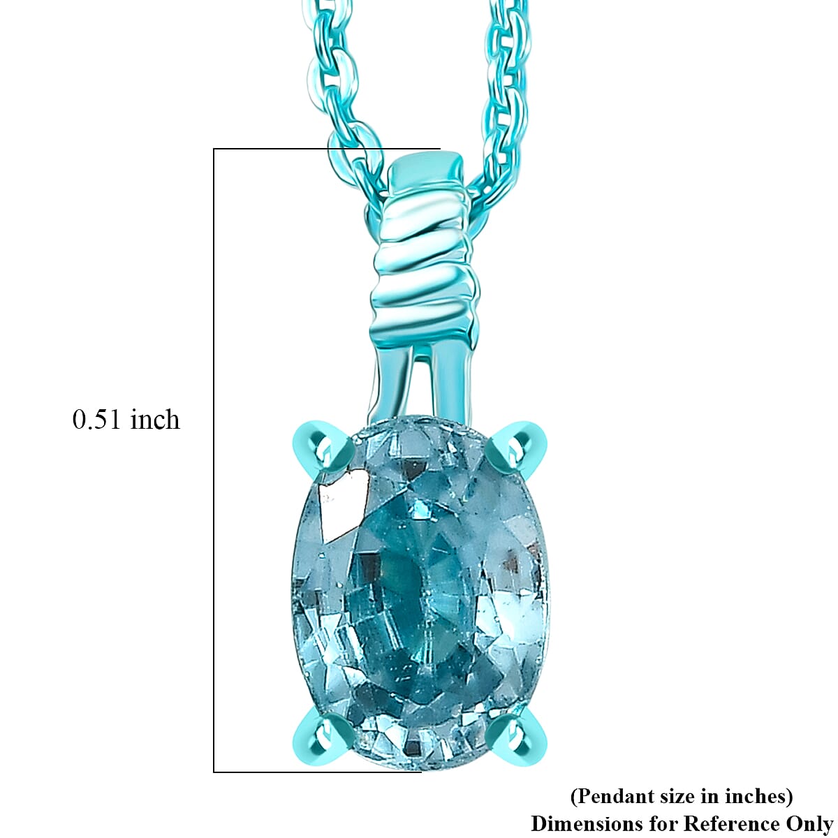 D'Joy Premium Cambodian Blue Zircon 1.30 ctw Ocean wave Pendant Necklace in Blue E-coat Sterling Silver 20 Inches 