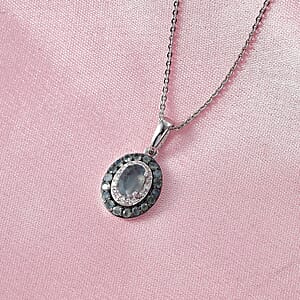 Narsipatnam Alexandrite and Luxuriant Lab Grown Diamond G-H SI 1.00 ctw Regal Shift Halo Pendant Necklace in Rhodium Over Sterling Silver 20 Inches 