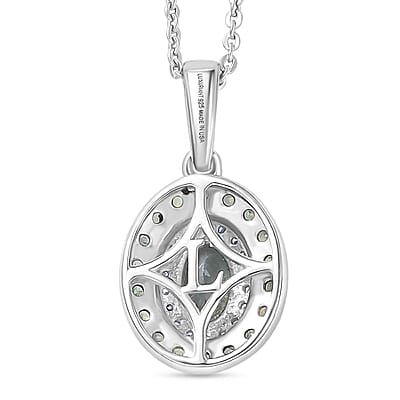 Narsipatnam Alexandrite and Luxuriant Lab Grown Diamond G-H SI 1.00 ctw Regal Shift Halo Pendant Necklace in Rhodium Over Sterling Silver 20 Inches