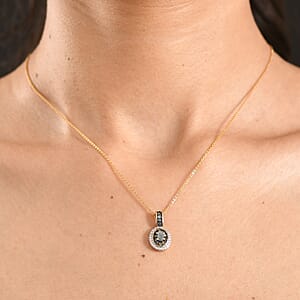 D'Joy Premium Narsipatnam Alexandrite and Moissanite 0.75 ctw Crown of Firelight Pendant Necklace in 18K Vermeil Yellow Gold Over Sterling Silver 20 Inches 