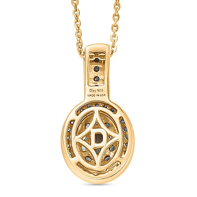 D'Joy Premium Narsipatnam Alexandrite and Moissanite 0.75 ctw Crown of Firelight Pendant Necklace in 18K Vermeil Yellow Gold Over Sterling Silver 20 Inches