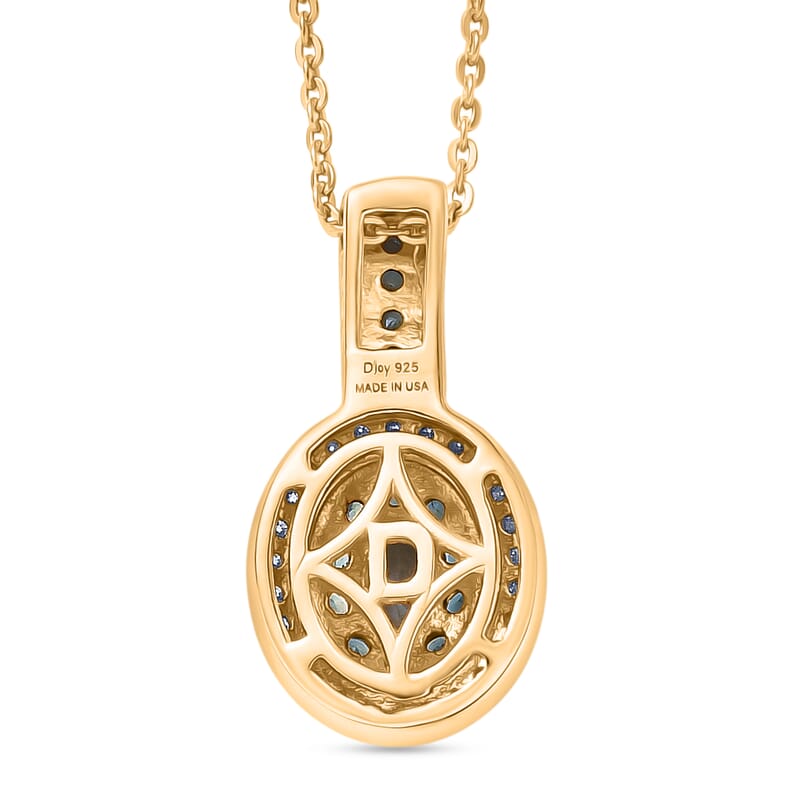 D'Joy Premium Narsipatnam Alexandrite and Moissanite 0.75 ctw Crown of Firelight Pendant Necklace in 18K Vermeil Yellow Gold Over Sterling Silver 20 Inches