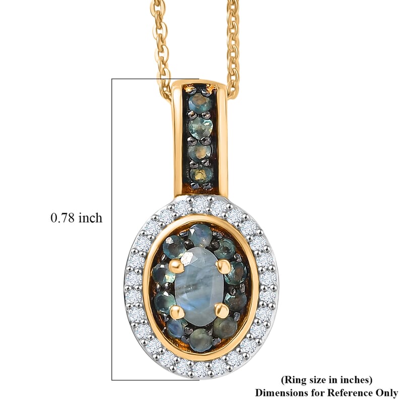 D'Joy Premium Narsipatnam Alexandrite and Moissanite 0.75 ctw Crown of Firelight Pendant Necklace in 18K Vermeil Yellow Gold Over Sterling Silver 20 Inches
