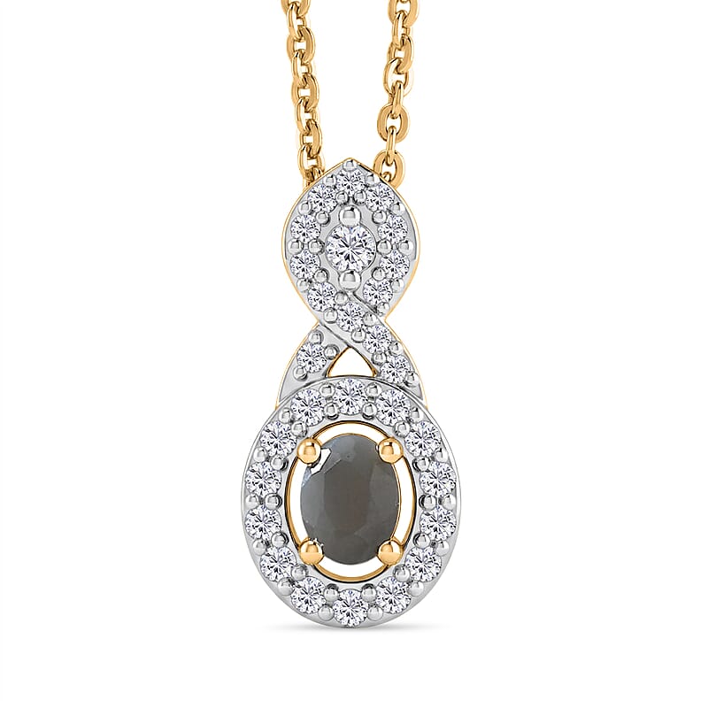 D'Joy Narsipatnam Alexandrite and Moissanite 0.40 ctw Twilight Infinity Pendant Necklace in 18K Vermeil Yellow Gold Over Sterling Silver 20 Inches